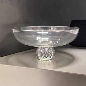 Controlled Bubble Clear Glass Pedestal Serving Bowl, Replacement Candy Dish